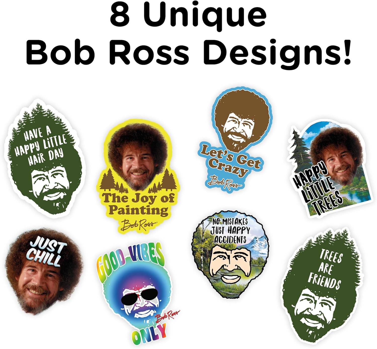 Gamago Bob Ross Temporary Tattoos, Multicolor