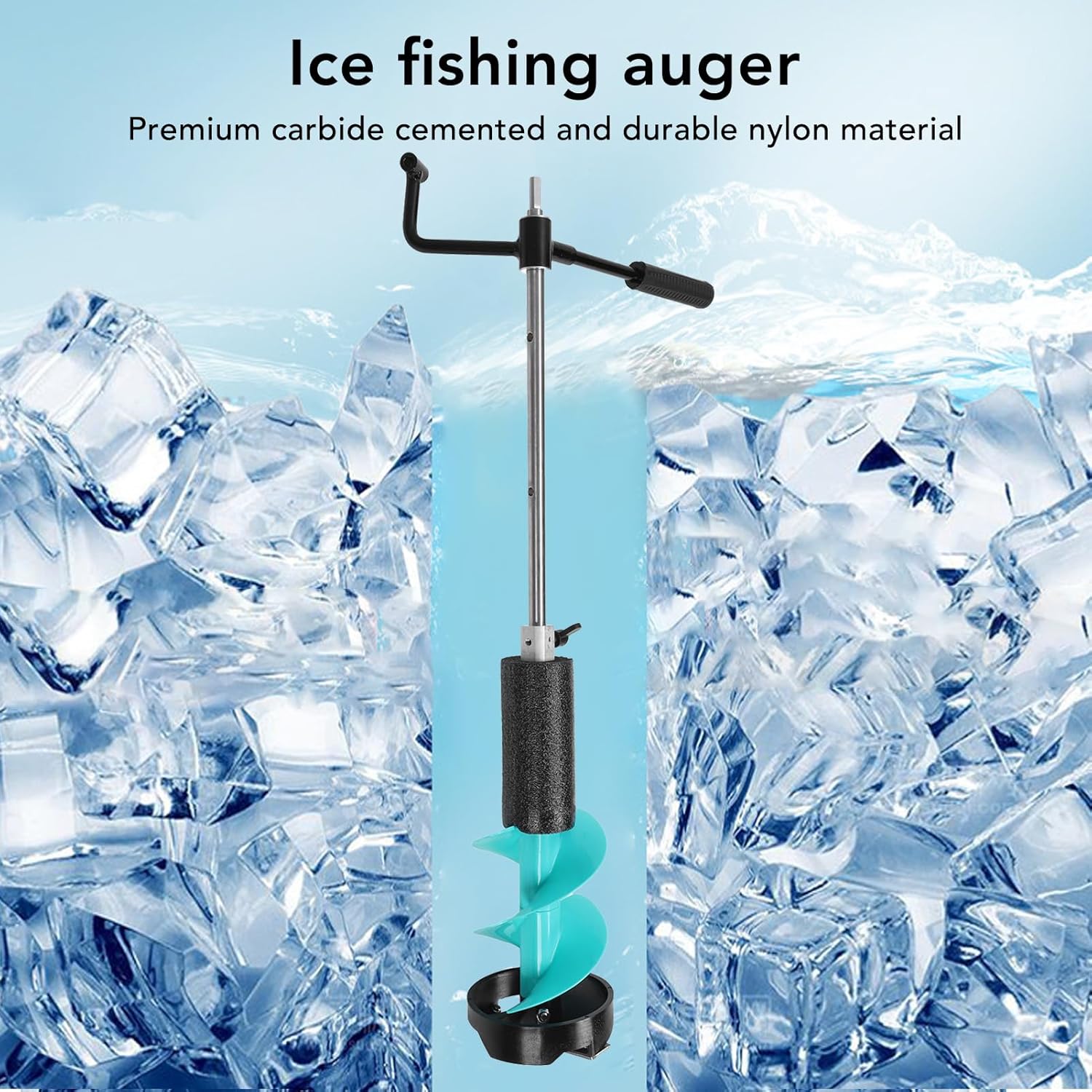 Electric Ice Auger, Lightweight and Impact, 6in Diameter, Universal Adapter, Ice Fishing Auger for Shallow Water and Thin Ice, 50cm Armrest for Fishing