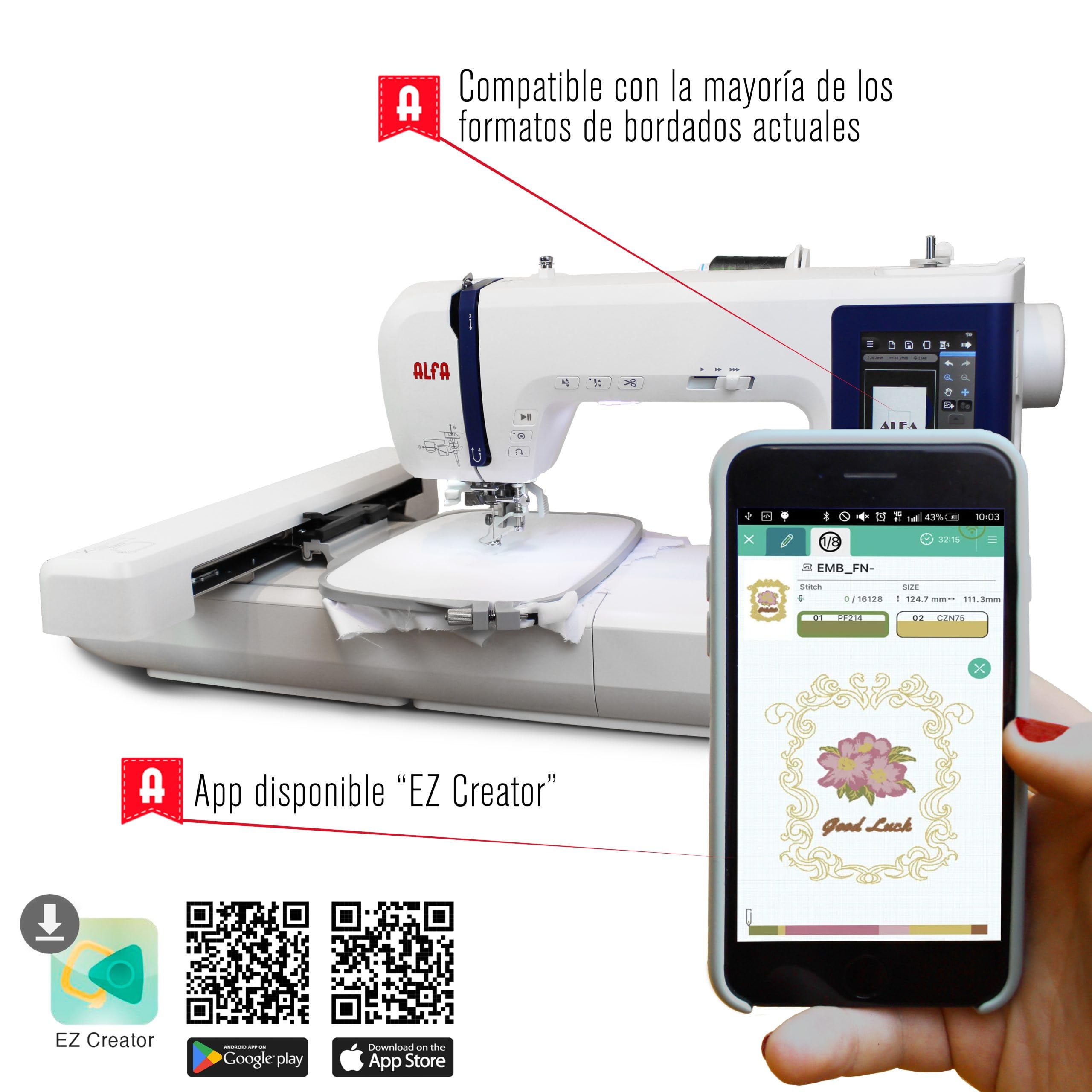 Máquina de Coser y Bordar Alfa Combo