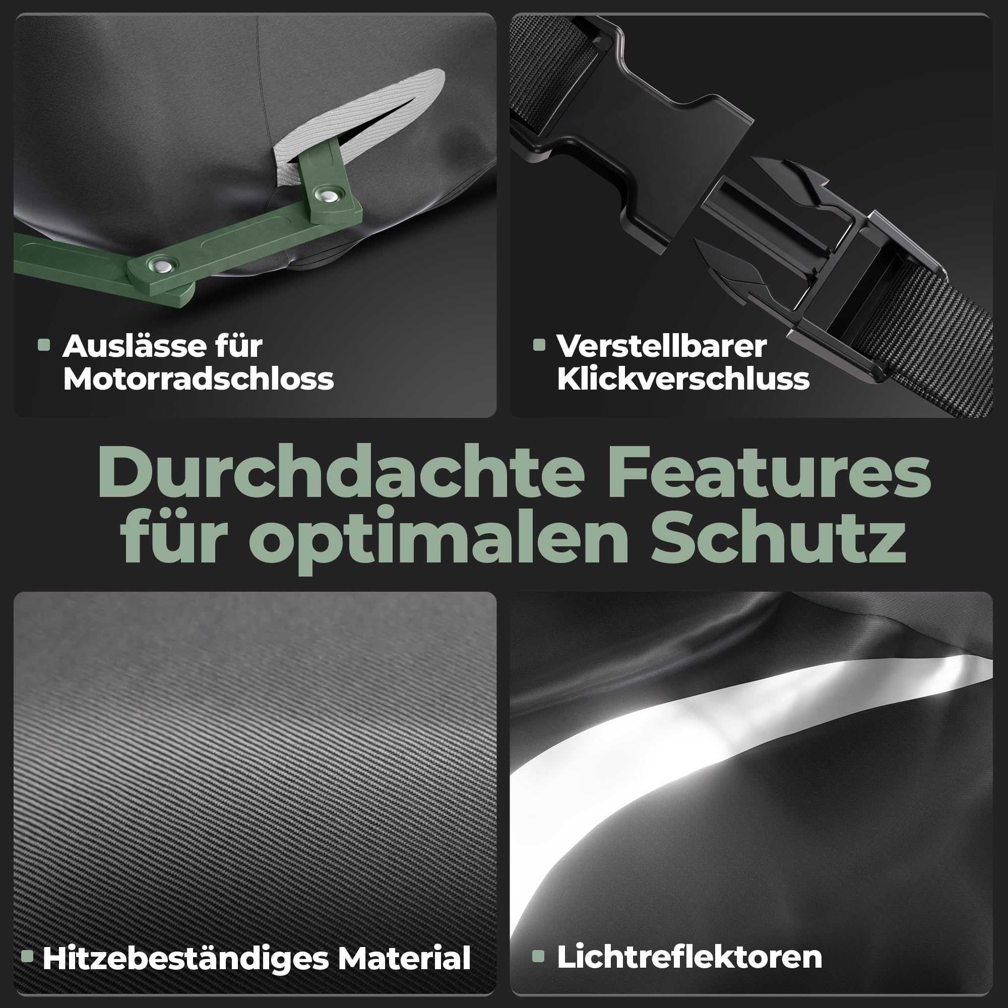 Motorrad Abdeckplane wasserdicht [reiß- und Winterfest] Motorradabdeckung | Abdeckhaube | Plane Wasserdicht für Indoor & Outdoor | UV- Motorradschutz für Bikes & Roller | Motorcycle Cover | COVRYZ