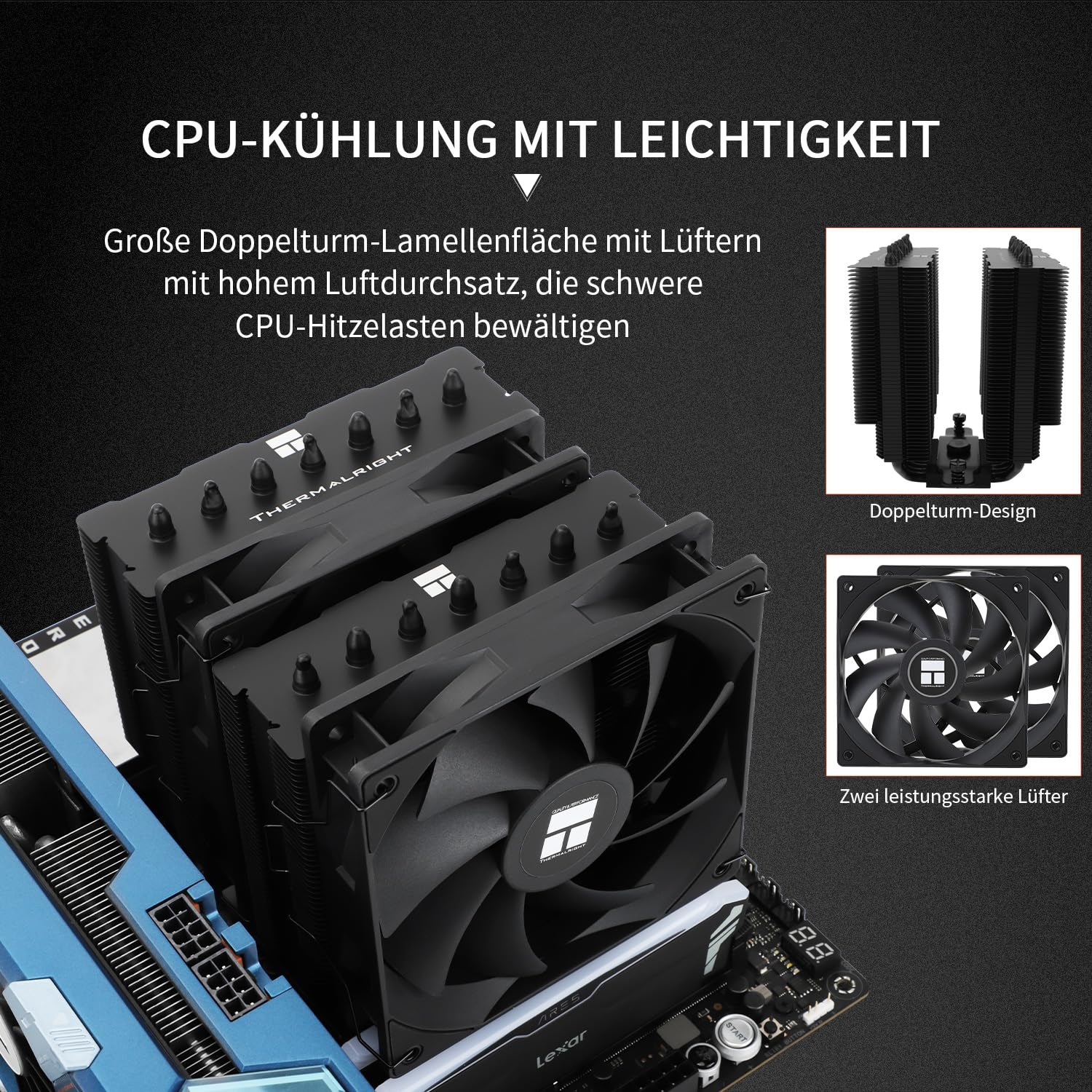 THERMALRIGHT Phantom Spirit 120 SE Nero Raffreddatore CPU, 7 Heatpipes Raffreddatore CPU, due ventole PWM da 120mm, Tecnologia AGHP 4.0, per AM4/AM5 & Intel LGA1851/1700/1150/1151/1200