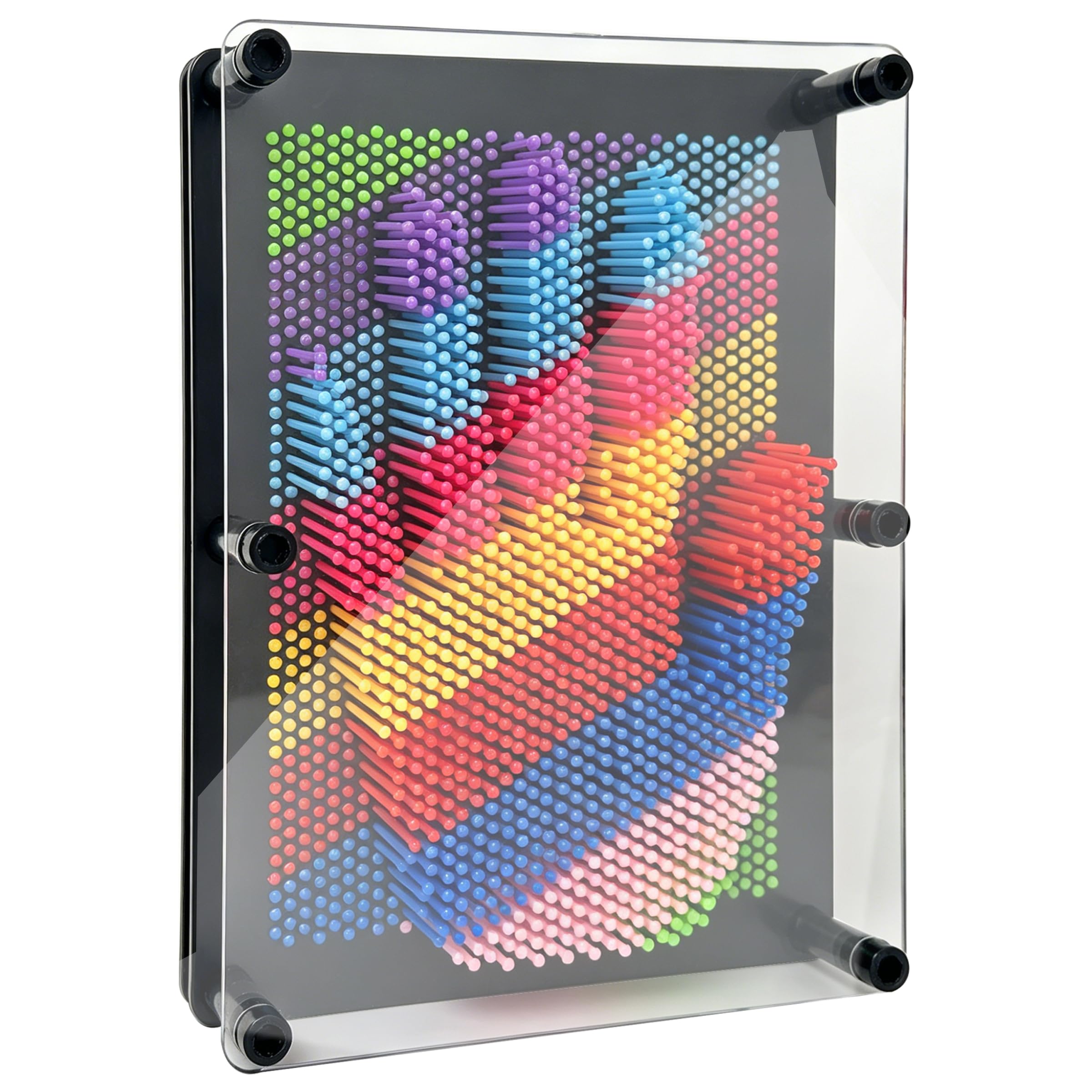 PICKSMOCUB Large Size Rainbow Pin Art Toy Large 15x20cm 3D Impression Board Kids Desk Gadget Fun Sculpting Toy Creative Handprint Face Press Sensory Play for Boys Girls Teens