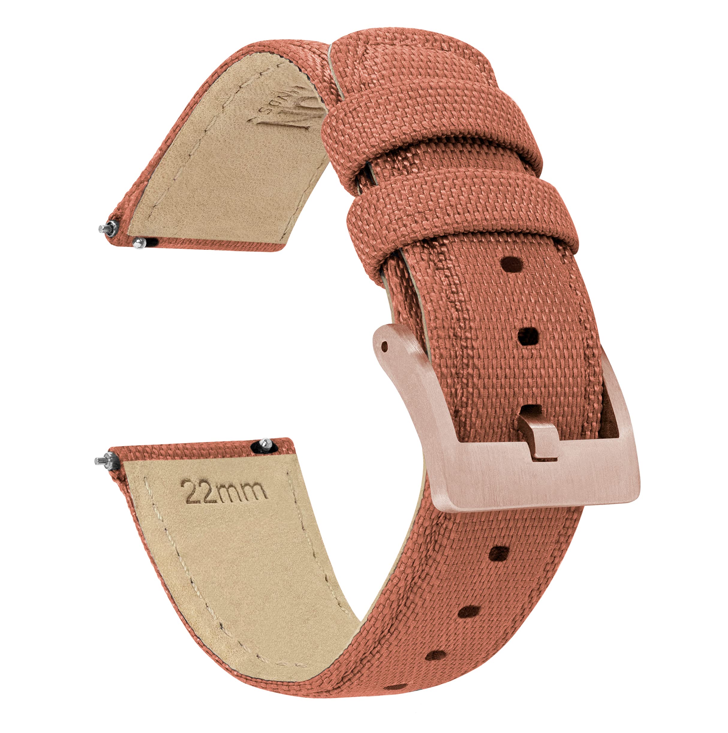 19mm Copper Orange BARTON Sailcloth Quick Release Premium Nylon Weave (Rose Gold Buckle)