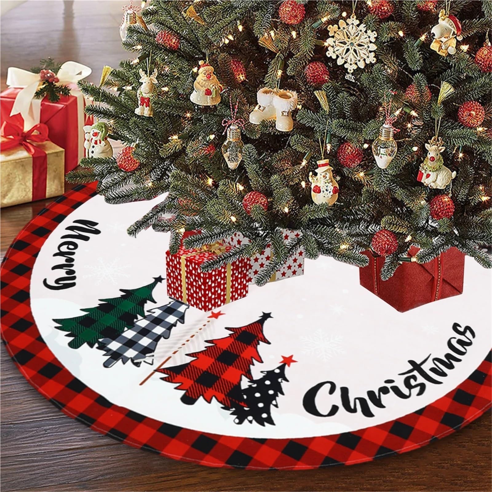 tappeto albero di natale Tappeto for alberi di Natale, gonna for albero, decorazione allegra for la casa, ornamento natalizio, Capodanno(120cm)
