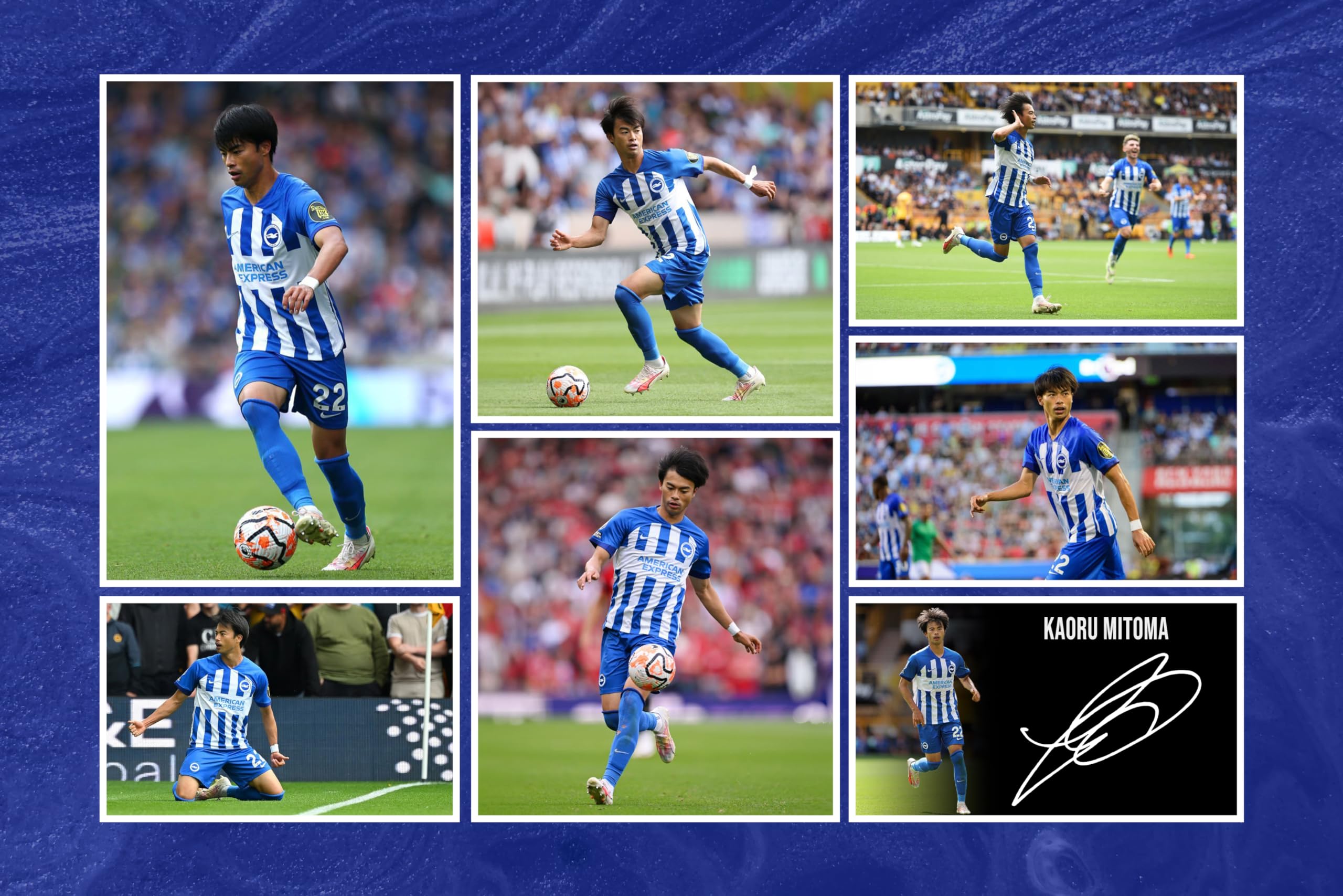 Karou Mitoma - Brighton & Hove Albion Signed 12x8 Inch Montage Photo Print Pre Printed Signature Autograph Football Gift