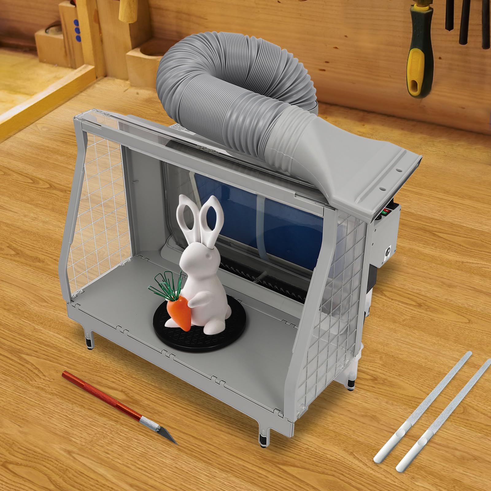 Airbrush Absauganlage 900L/h Sprühkabine mit LED Beleuchtung 3 Ventilatoren Lackierkabine
