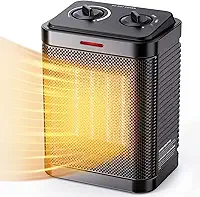 Aquecedor Elétrico Portátil de Cerâmica, Aquecedor de Ambiente com Aquecimento Rápido 2S, Proteção Contra Superaquecimento e Tombamento, 1500 W