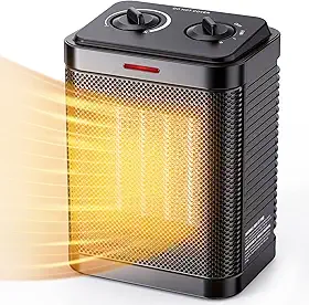 Aquecedor Elétrico Portátil de Cerâmica, Aquecedor de Ambiente com Aquecimento Rápido 2S, Proteção Contra Superaquecimento e Tombamento, 1500 W