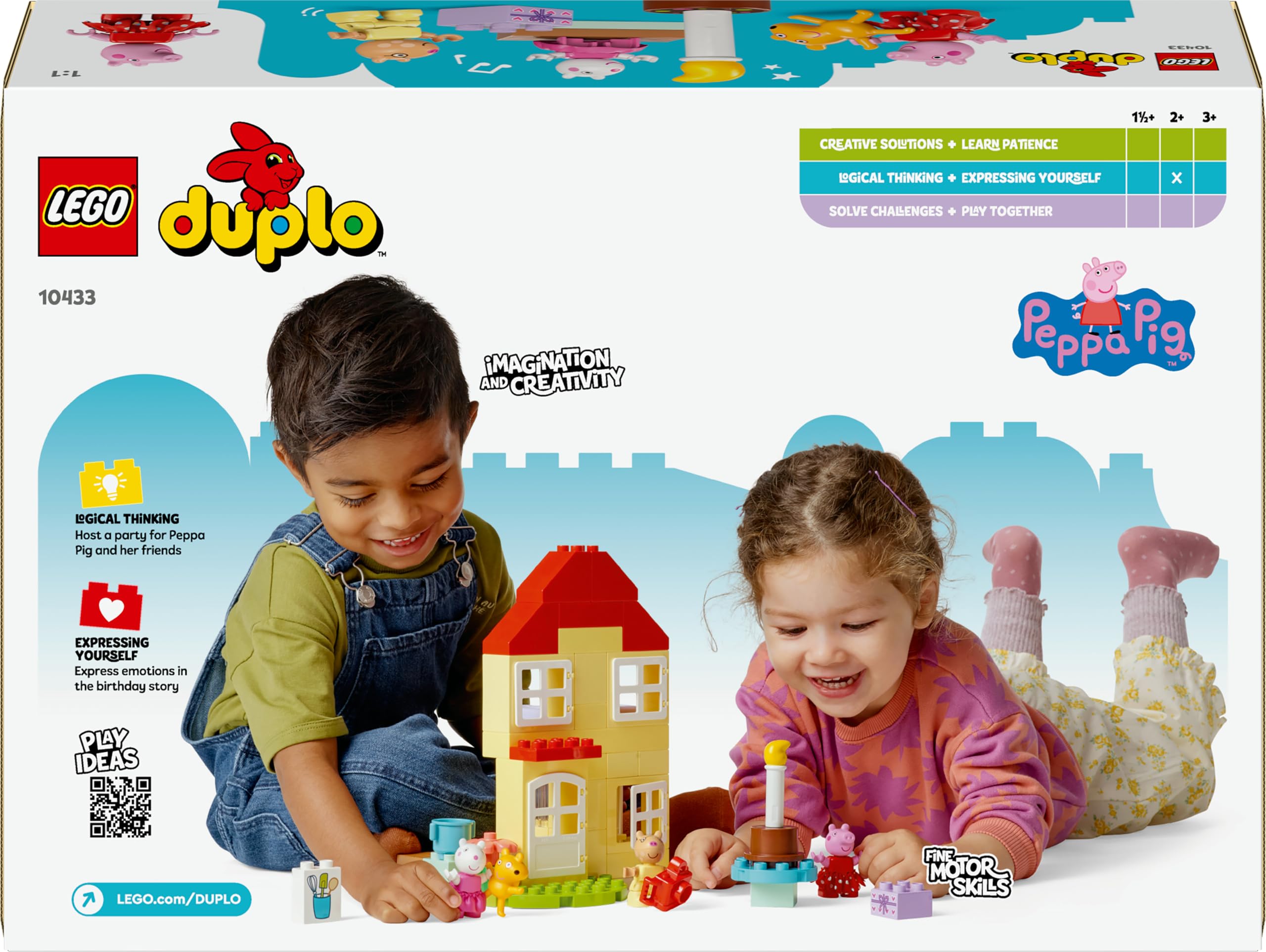 LEGO DUPLO La Casa del Compleanno di Peppa Pig, Giochi Creativi per Bambine e Bambini da 2 Anni in su con 3 Personaggi, Orsacchiotto Giocattolo e Torta di Compleanno, Playset Educativo 10433
