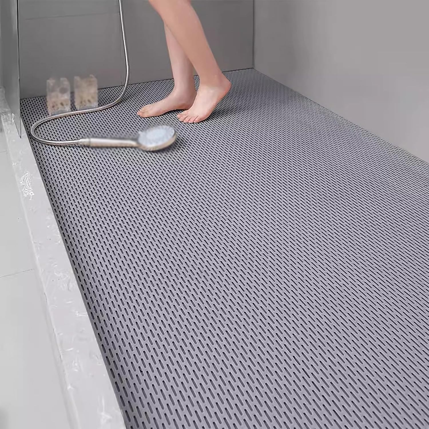 QYMYOZ PVC Drainage Mats For Bathroom And Kitchen Waterproof Floor Mats(Grey,90cm x 120cm)