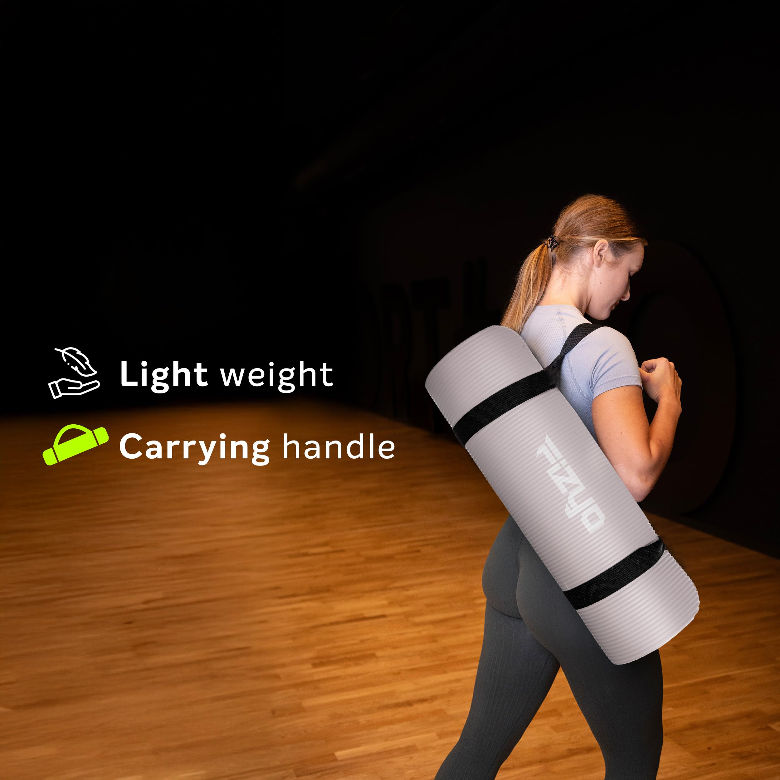 Fizyo Tappetino Yoga antiscivolo per yoga ginnastica e pilates in schiuma NBR tappetino fitness spesso per allenamento ed esercizi a casa 190 x 80 x 1,5 cm