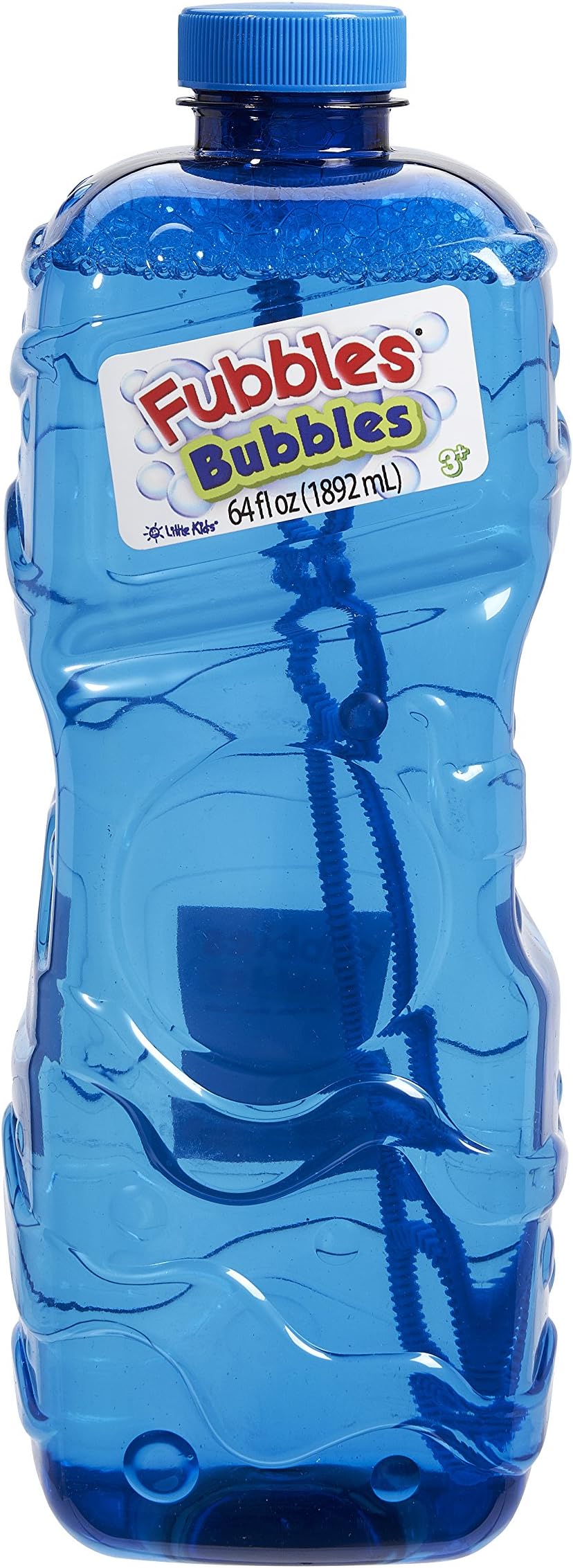 Little Kids Bubbles by Fubbles 64oz Non Toxic Bubble Solution | Refill Solution for Bubble Machines and Bubble Toys | Bubble Wand Included, Colors May Vary