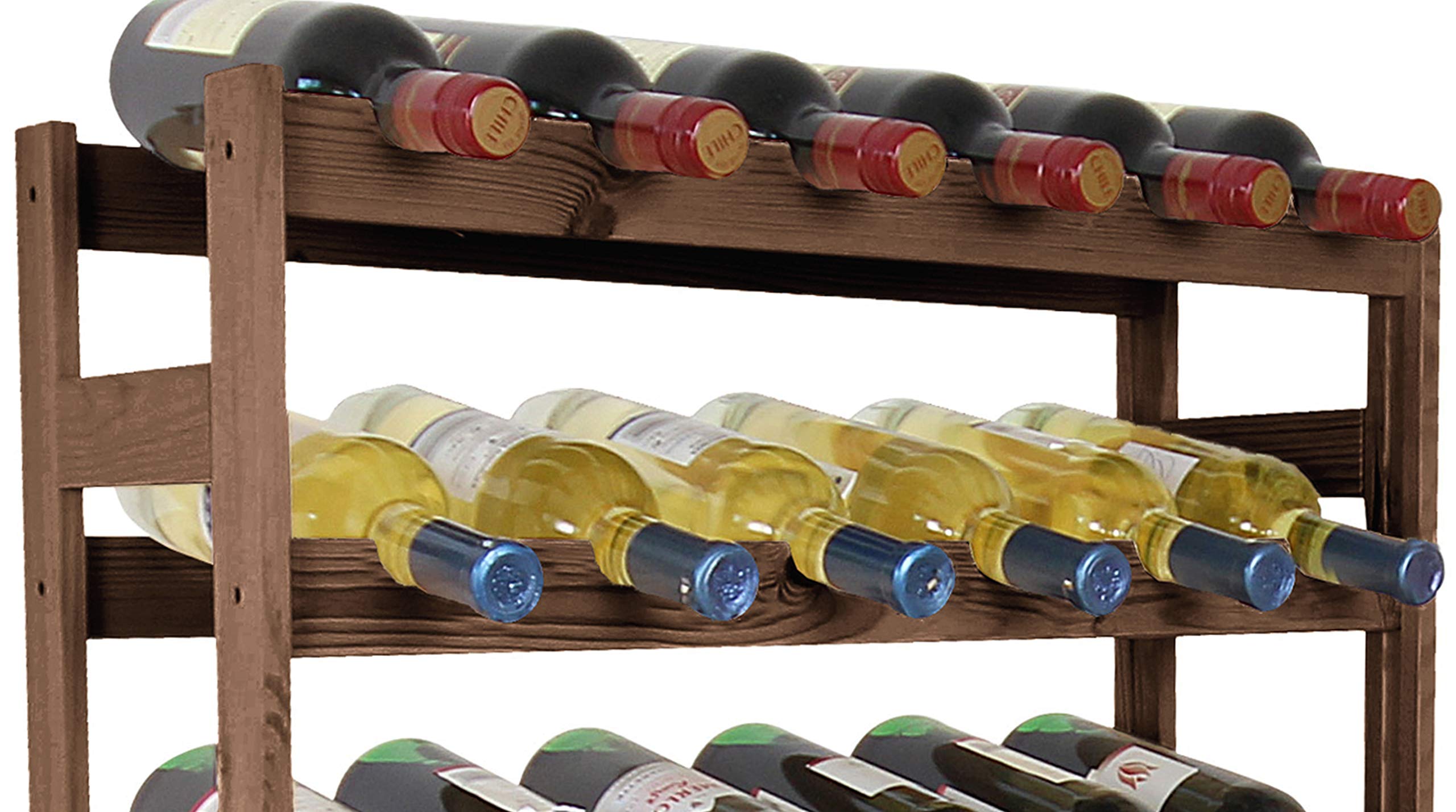 Lenmar Serie RW Scaffalatura in legno per bottiglie di vino, Antracite, Marrone, Naturale, RW-1, 3-11 ripiani, per 12-91 bottiglie, Vino, Portabottiglie (Marrone, RW-1-42, 102 x 63 x 25, 7 ripiani - 3