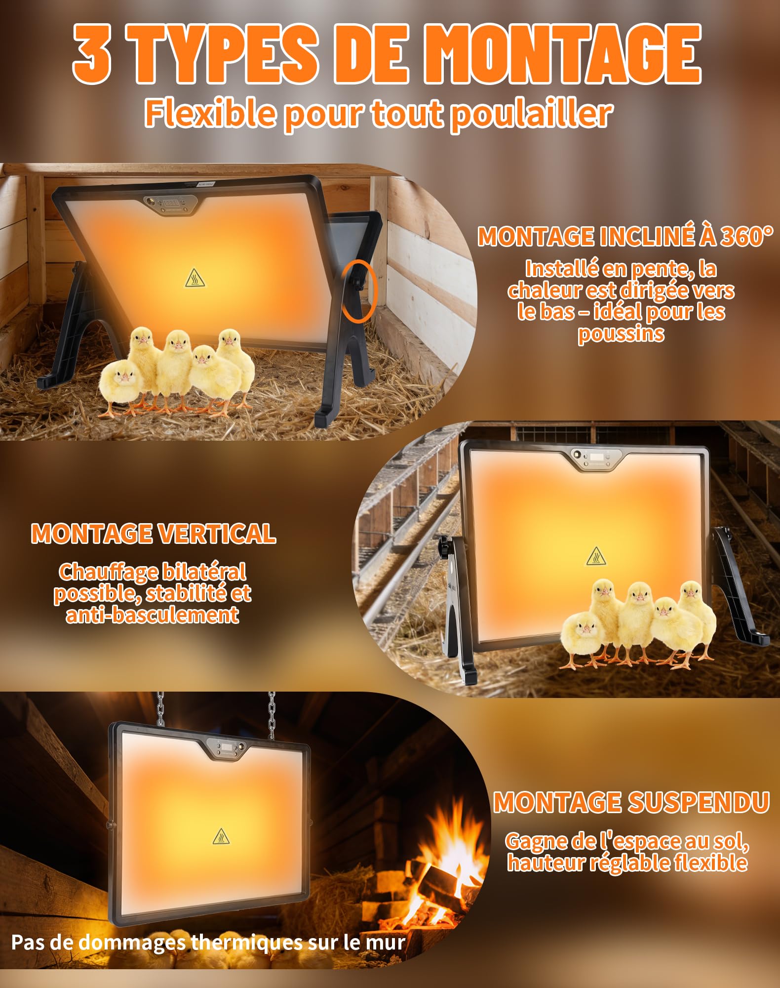 Plaque Chauffante pour Poussin 41x30cm 180W avec Thermostat et Télécommande, Chauffage Poulailler 30–75 °C, Plaque Double Face pour Poules Canards Élevage de Volaille Chauffage Poussin