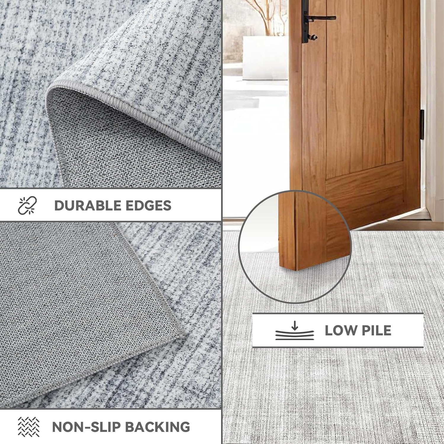 Area Rugs 5x7, Soft Machine Washable Rugs for Living Room Non Silp Vintage Rug Black Carpet for Living Room Dinning Room Farmhouse Bedroom Rug Under Bed Floor | Light Grey