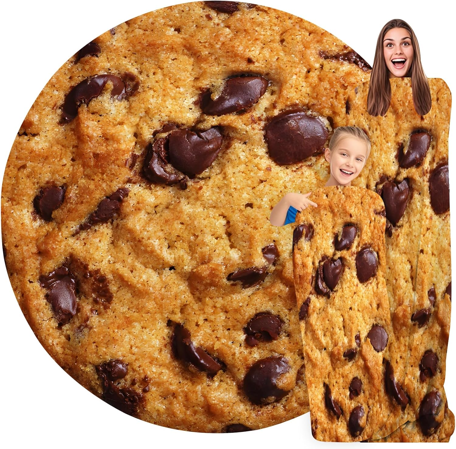Cookie Blanket for Kids Adults Round Cozy Flannel Funny Gifts Realistic Food Throw Blankets Novelty Soft for Men Women for Bed Couch 48 Inches