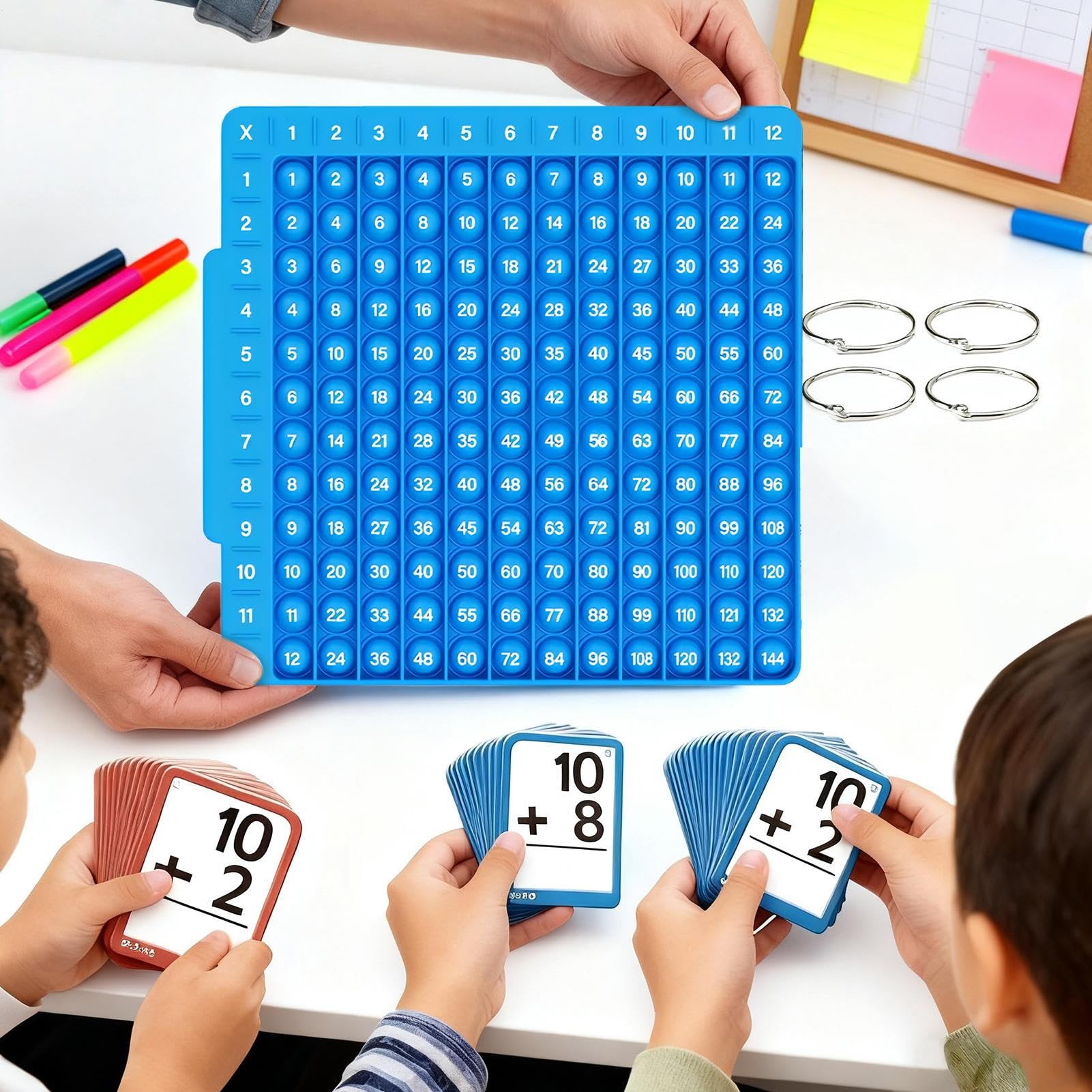 Math Flash Cards Multiplication And Division, Times Table Board For Kids, Rainbow Fidget Chart Board With Math Flash Cards, For Kids Boys Girls Home Classroom School