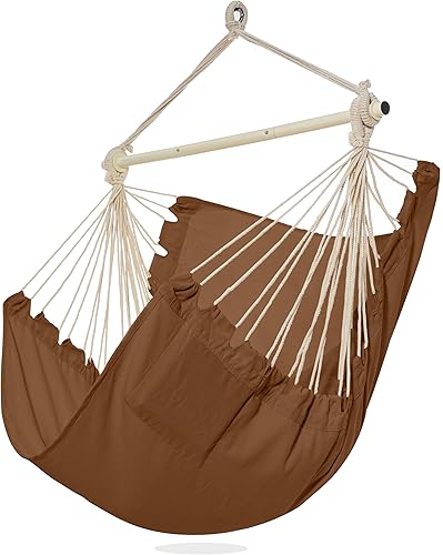 PNAEUT - Silla de Hamaca con Cuerda Colgante para Interior o Exterior, para Dormitorio, Patio (Marrón)