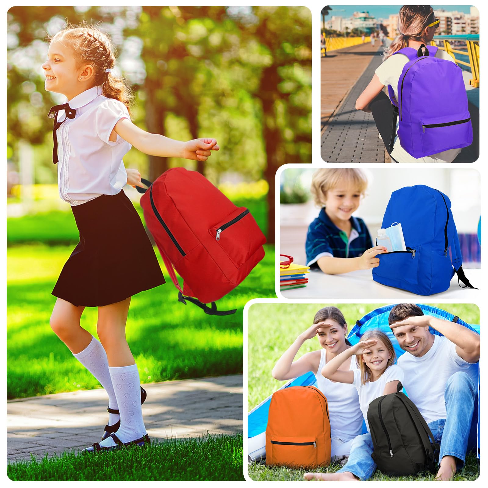 Silkfly 12 zaini da 43,2 cm con 144 pezzi kit di materiale scolastico include pennarelli, forbici, righelli, temperamatite, penne a sfera, gomme, astucci, matite per scuola elementare e media, Colore