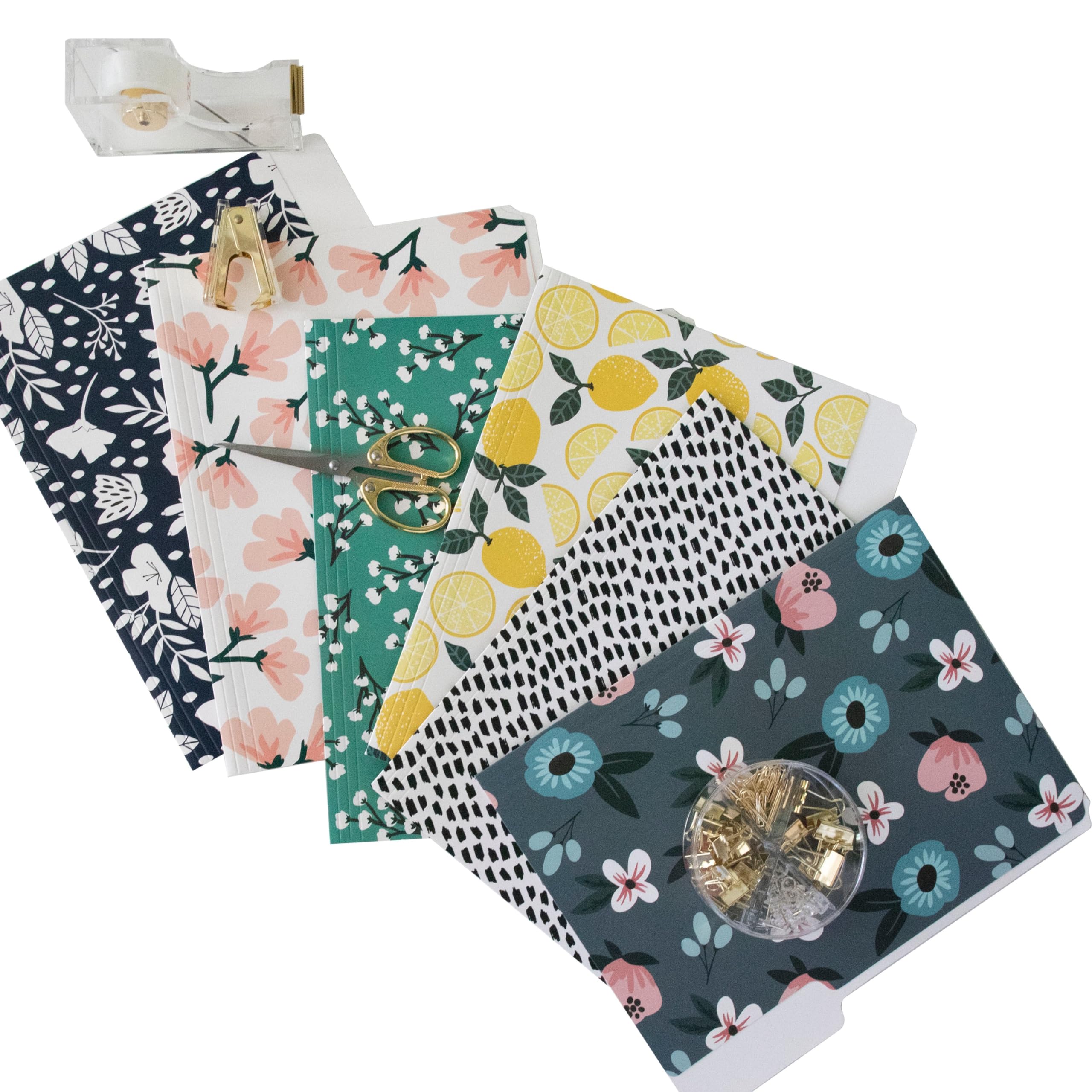 Lindas carpetas de archivos, juego de 24 carpetas decorativas de 3 pestañas, tamaño carta, estilo bohemio, manila, 8.5 x 11 pulgadas, bonito diseño para el hogar, oficina, suministros escolares