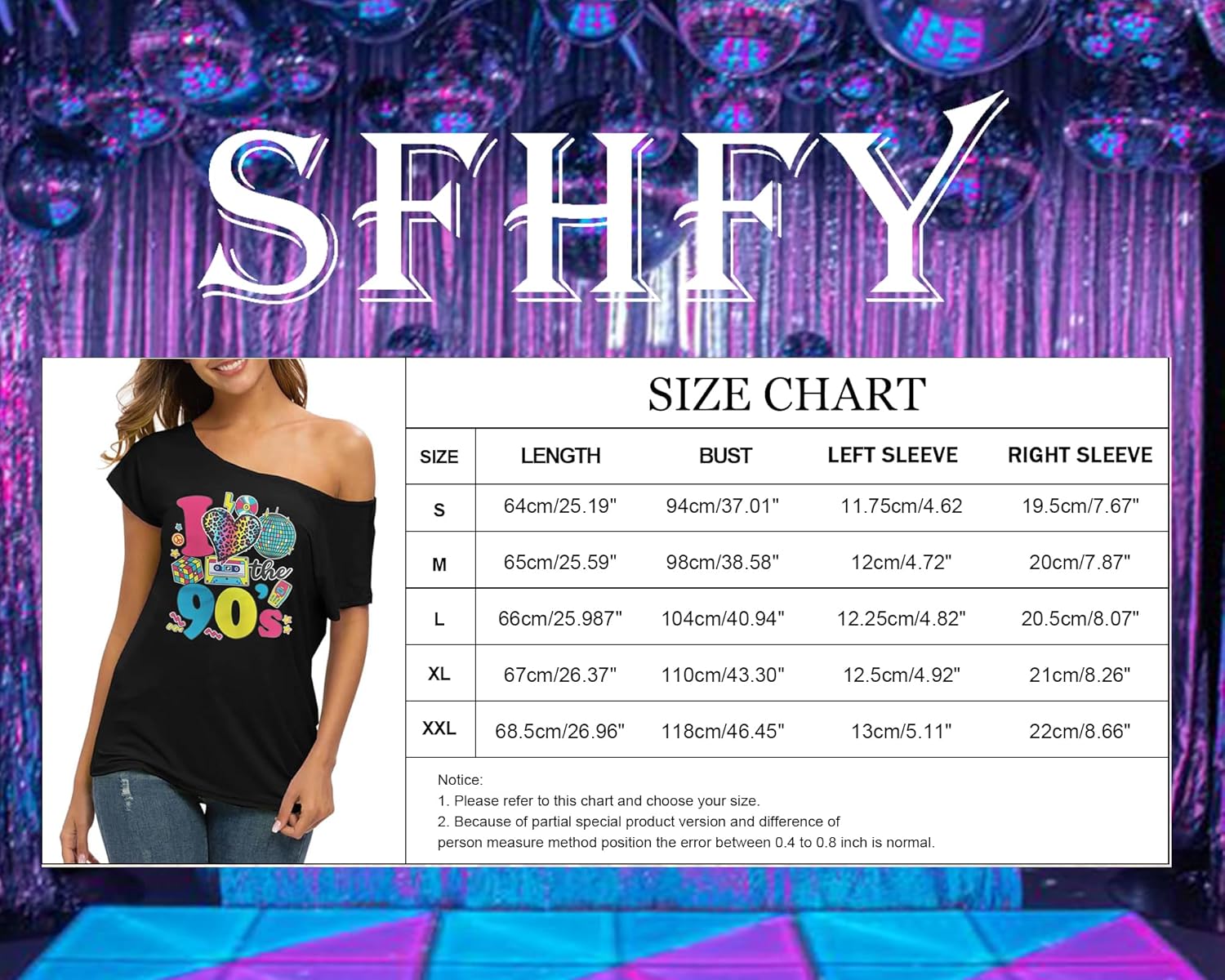 SFHFY 90s Outfit for Women 90's Theme Party Disco Shirt Vintage 80s Neon Off Shoulder Shirts Retro 90s Tops - Image 6