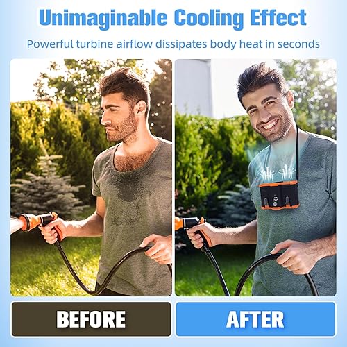 Miniatura 6 de Ventilador de cintura portátil de 12000 mAh, 6 en 1 recargable con clip para cinturón con linterna y banco de energía desmontable, ventiladores de