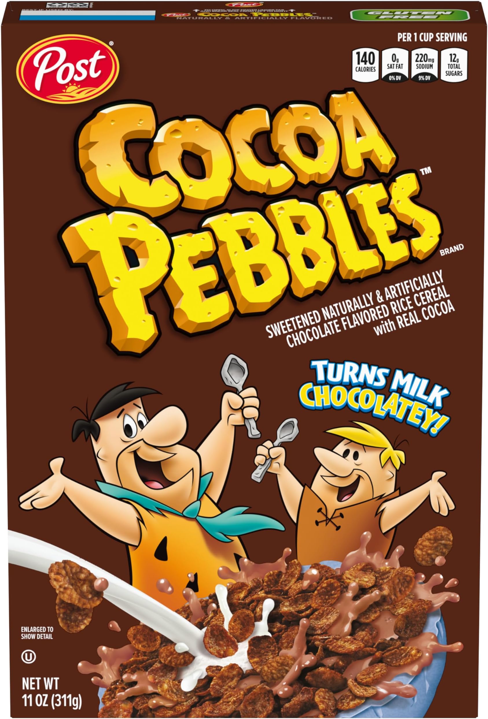 Chocolate Breakfast Cereal for Kids, Gluten Free, Made with Sweetened Puffed Rice and Real Cocoa, 11 oz (Pack of 12)