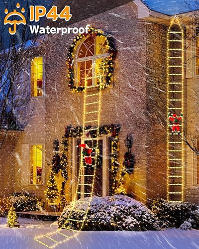 Miniatura 5 de 338 luces LED de Navidad para interiores y exteriores, 9.8 pies, luces decorativas de escalera de Navidad con Papá Noel, 8 modos de luz impermeable
