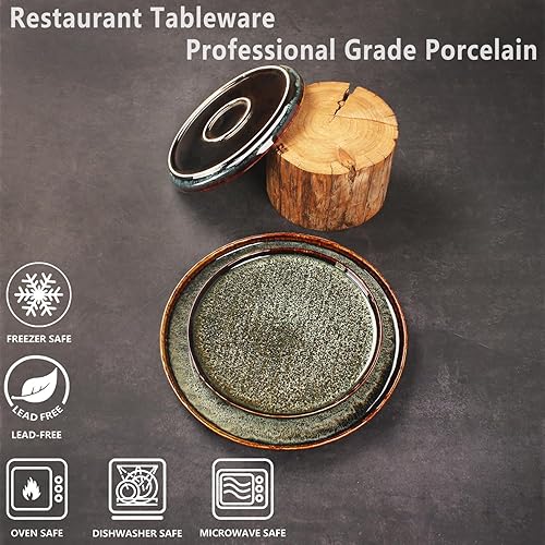 Miniatura 3 de jinsongdafa Juego de 4 platos llanos de porcelana para aperitivos, platos principales para carne, pan, risotto, pasta, ensalada, aptos para