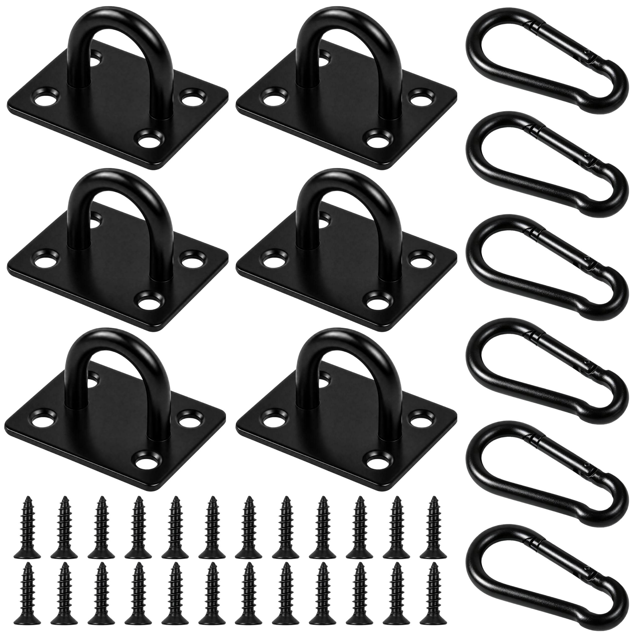 TQIOQIY Pad Eye Hooks with Detachable Hook 6 Pack, Stainless Steel Heavy Duty Screw In Ceiling and Wall Hooks for Hammock, Swing, Plants and Shade Sail