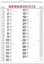 Calendario 2026 da Muro Olandese Classico - 14 Fogli - 3 mesi per pagina con Feste Settimane Lune e Santi in Carta ECOLOGICA Certificata FSC® Mix Credit - 42x29,7 cm - 1 PZ.