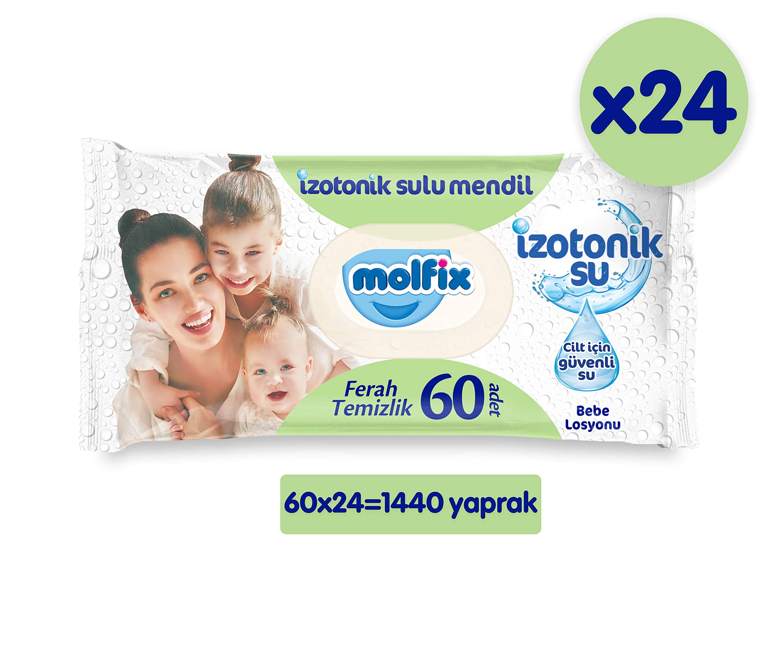 Molfix Izotonik Sulu Islak Mendil Ferah Temizlik 1440 Adet