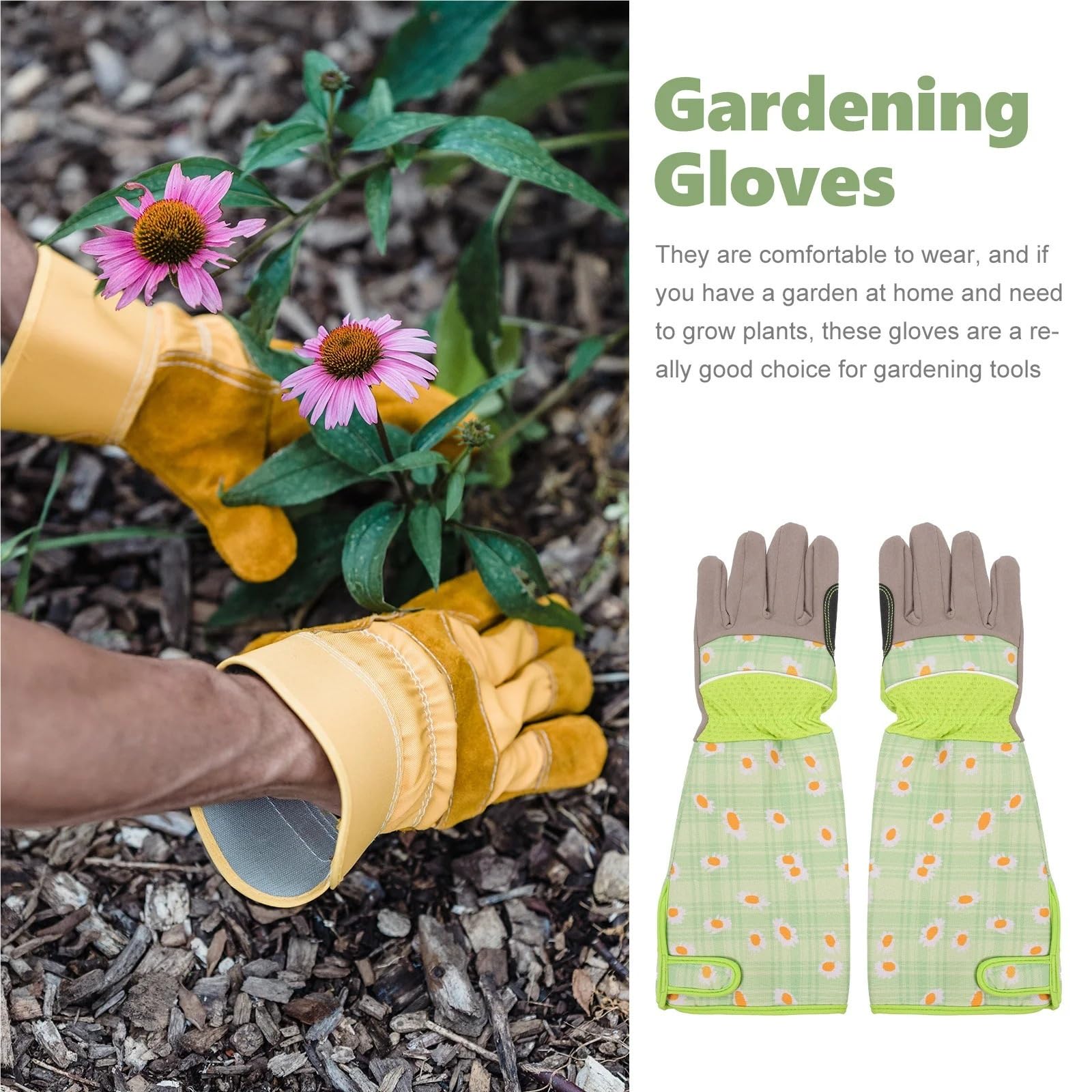 Generisch 1 Paar PU-Gartenhandschuhe, dick, pannen- und dornenfest, lange Stulpe, for Arbeiten im Freien for Männer und Frauen