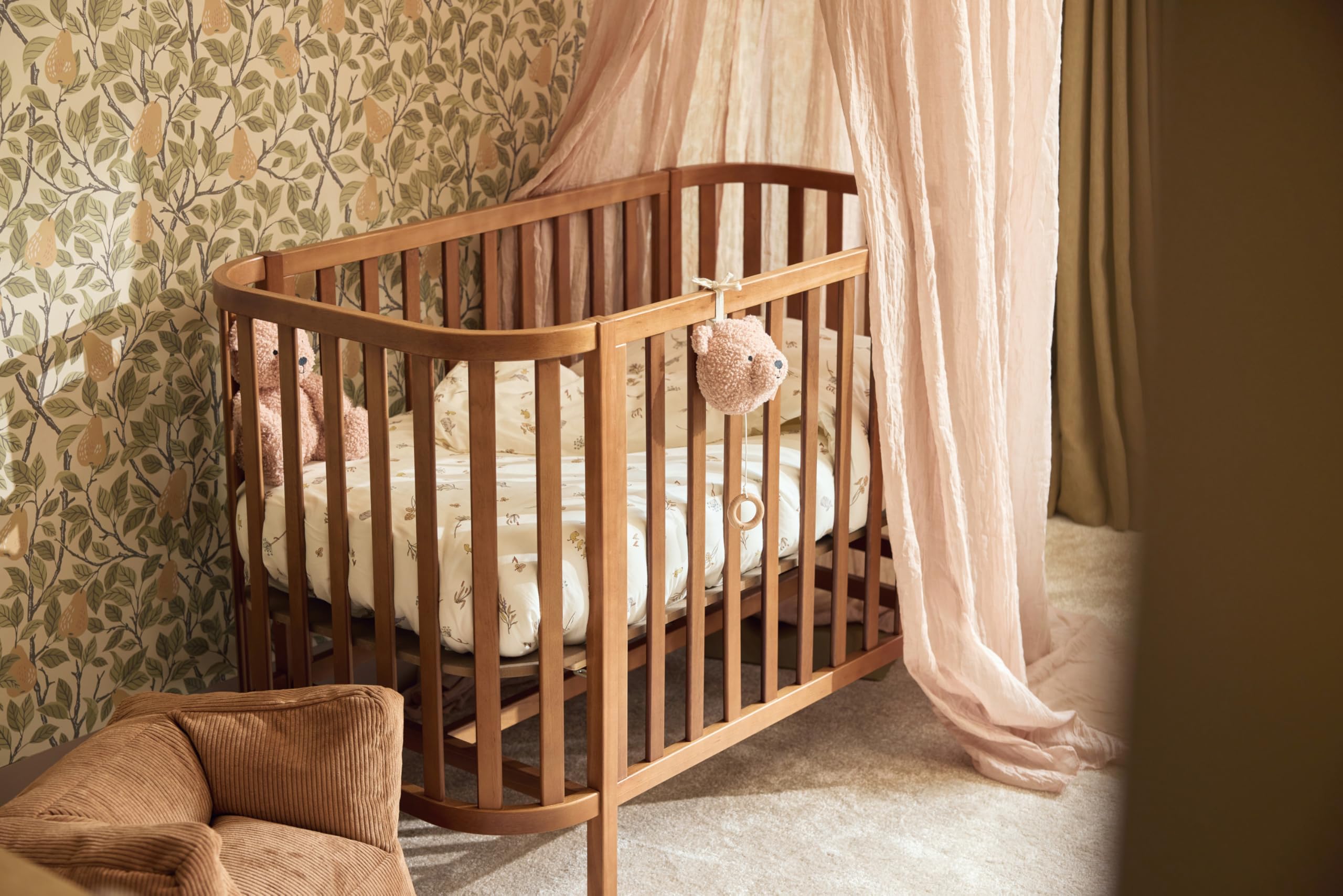 Jollein Baldaquin Vintage Rose Sauvage – Hauteur 245 cm – Certifié Oeko-Tex – Ciel de lit pour lit de bébé et Chambre d'enfant