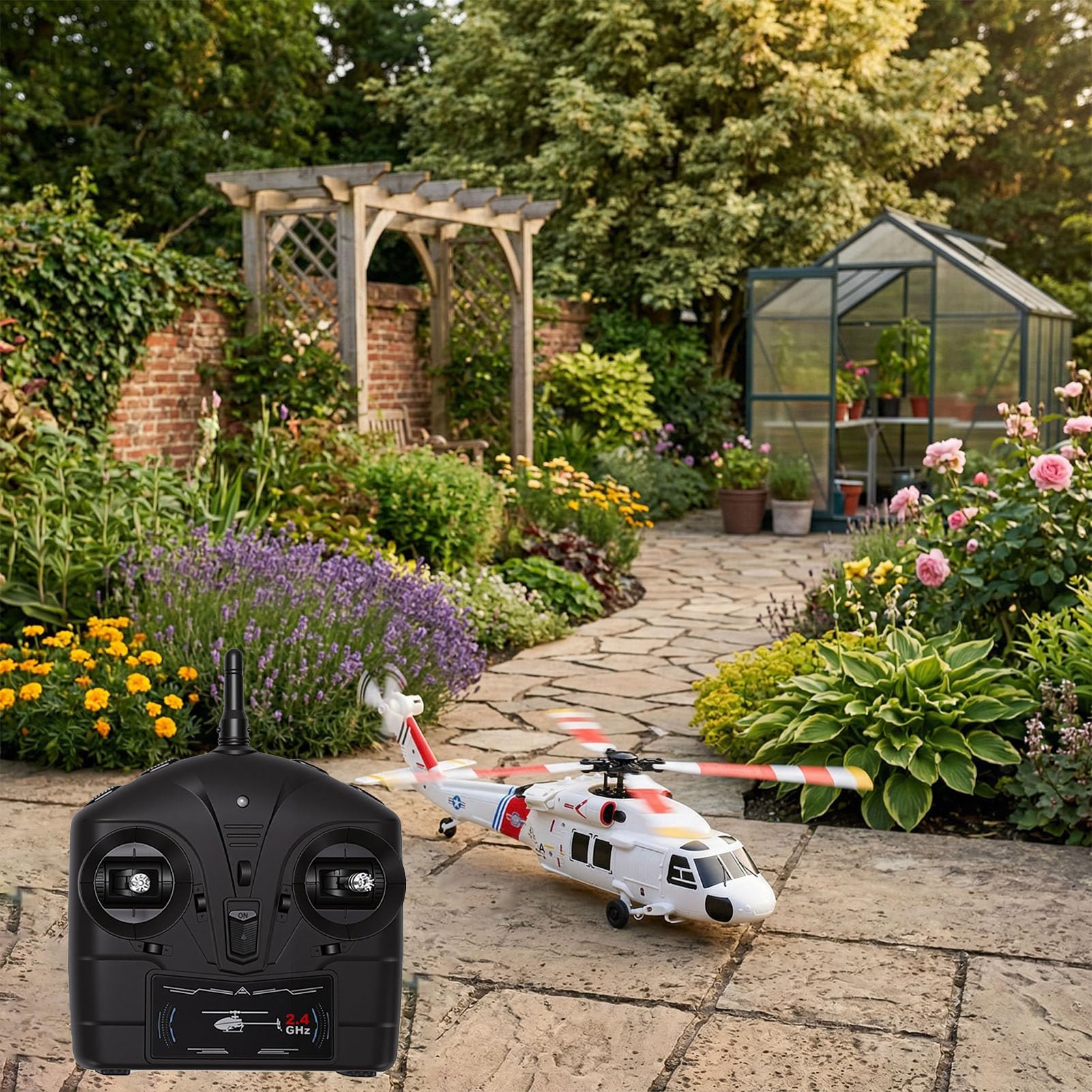 Elicottero RC [Marca] – Giocattolo Elicottero Radiocomandato – di Controllo a 4 – Motore Brushless – 2.4 GHz – Mantenimento Dell'Altitudine – Posizionamento