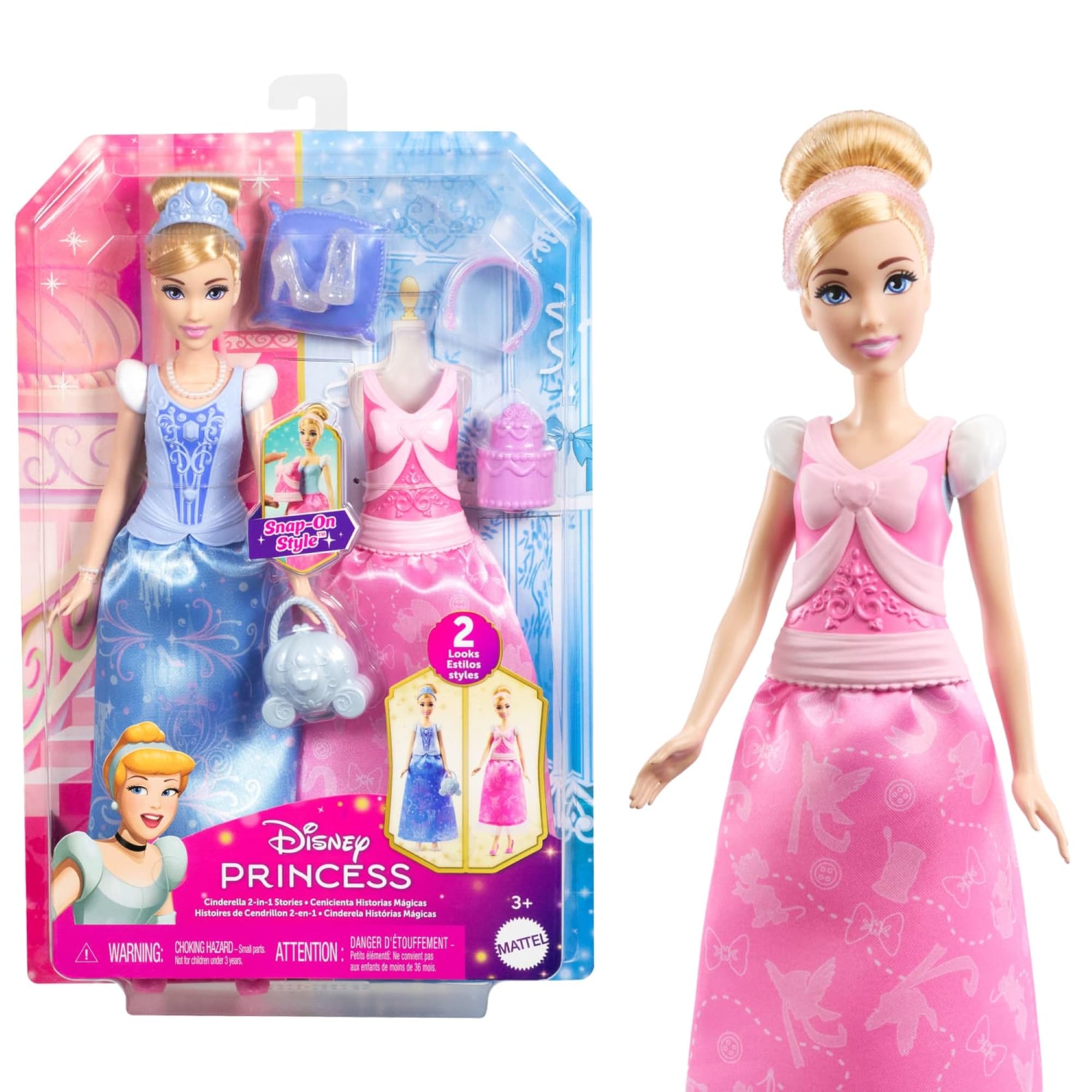 Disney Princess 2-in-1 Stories Cinderella Fashion Doll with 2 Snap-On Bodices, 2 Skirts & 9 Accessories-image-40