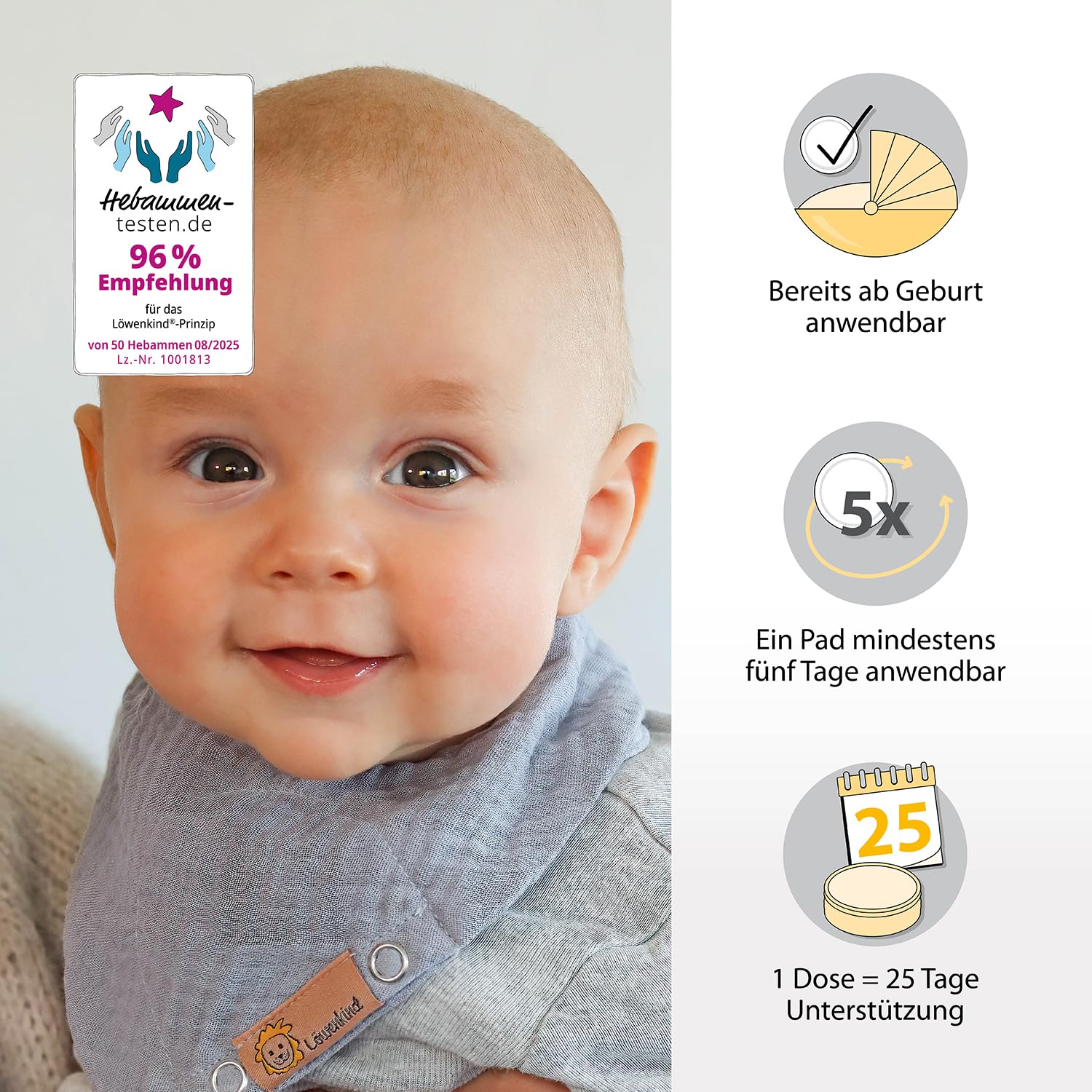 Löwenkind Einsteigerbox "Newborn" Grau mit Rotznäschen- und Gute-Nacht-Pads- Kräuterpads zur natürlichen Unterstützung in der Erkältungszeit und bei Schlafproblemen für Neugeborene bis 6 Monate