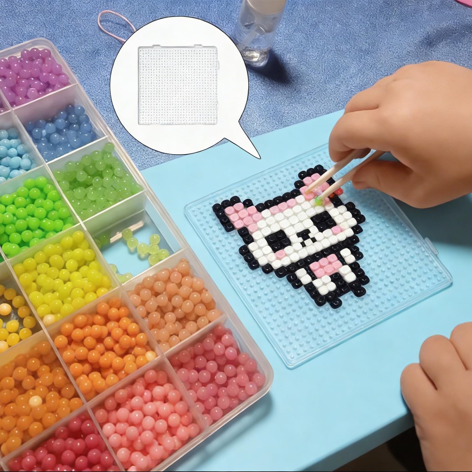 14 Pcs Hama Beads Pegboard, 2.6mm Fuse Bead Boards Set, Creative Educational Toy for Children's Skill Development - Image 4
