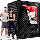 KASUE Upgraded 2 Person Sauna, Portable Infrared Sauna with 5-Layer Waterproof, 2 Steamers, 2 Folding Chair, 71”x 36”x 49” for Indoor, Outdoor, Gym, Spa, Carbon Black