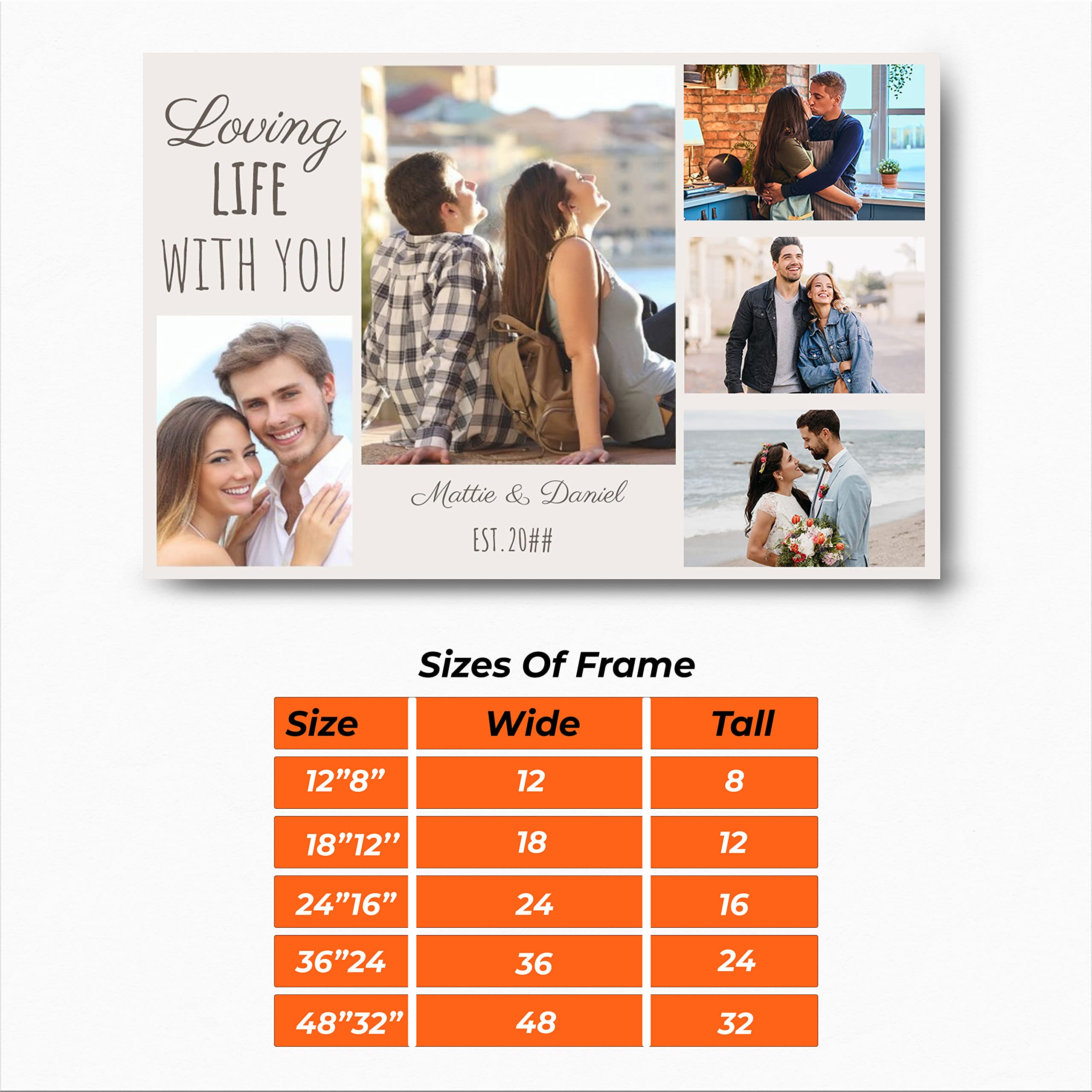 Custom Couple CANVAS ART PRNT - Personalzed Wth Your Names! - Etsy