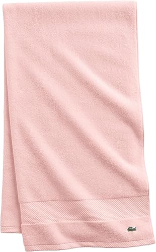 Lacoste Heritage - Toalla de baño de algodón Supima de color rosa claro 30 x 54 pulgadas
