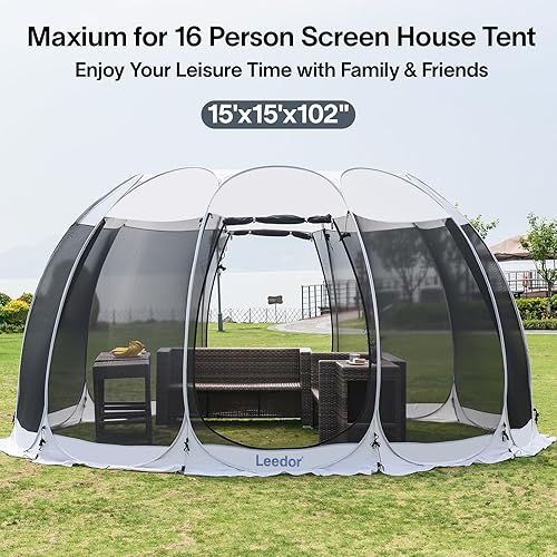 Miniatura 3 de LEEDOR Casa de pantalla desplegable, tienda de campaña para exteriores para 6-10-15 personas, sala de pantalla de campamento con bolsa de