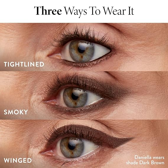 LAURA GELLER NEW YORK Kajal Longwear Kohl Eyeliner Pencil Dark Brown Smooth, Blendable Application, Long-Wearing, Non-Creasing Infused with Caffeine & Vitamin E Built-In Sharpener
