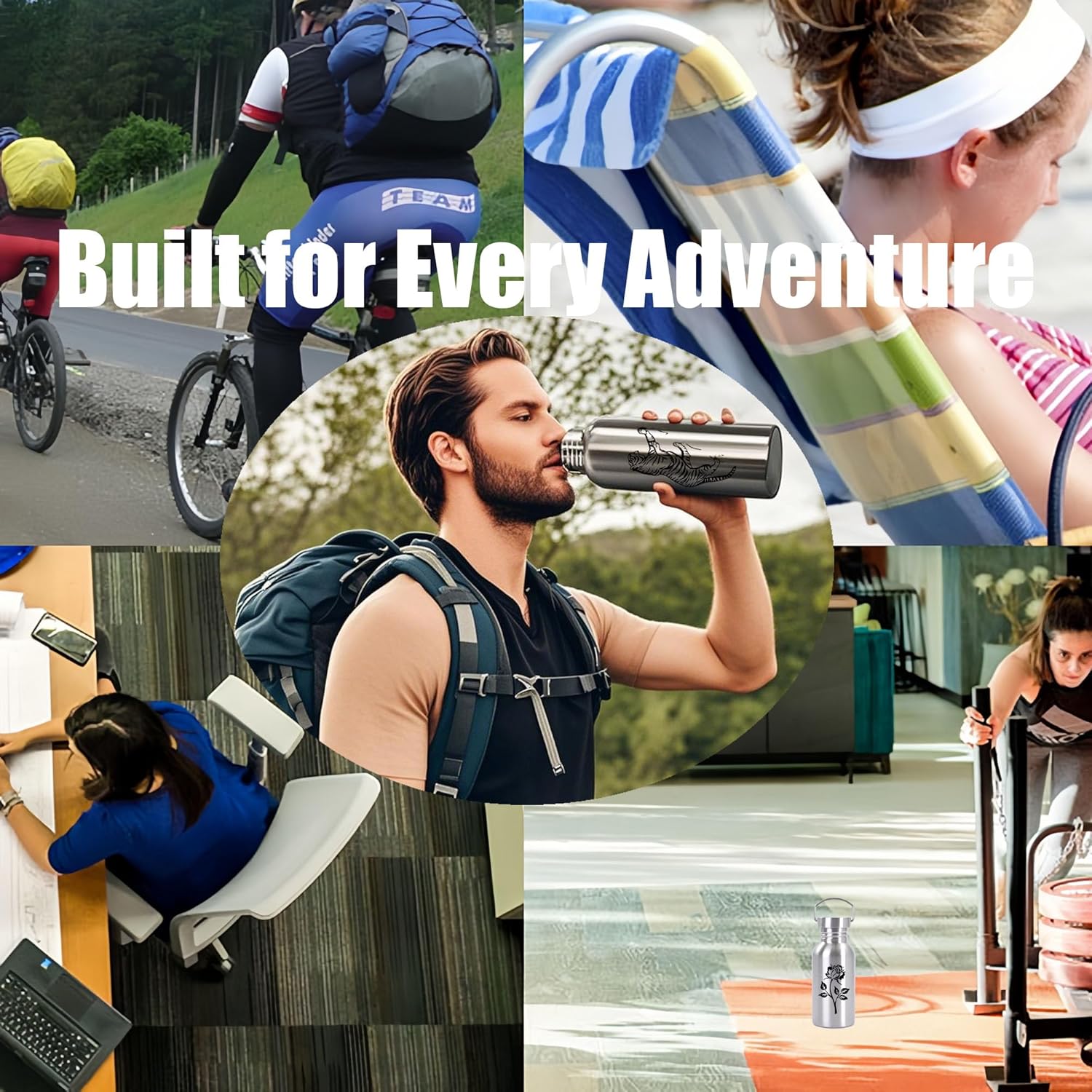 2 Pack Customized Logo Stainless Steel Sports Water Bottle – Durable, Non-Insulated Metal Cups for Outdoor, Hiking & Fitness (68oz / 2000ml)