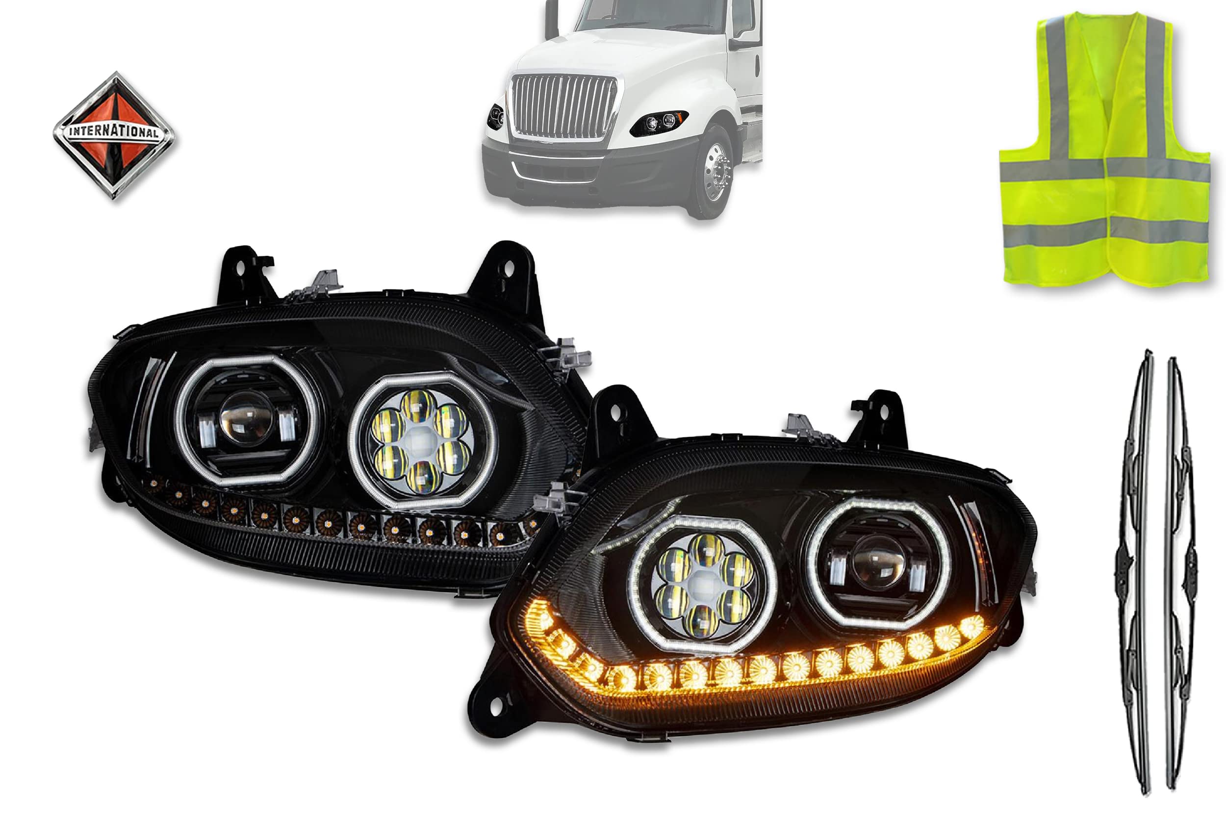 Buy KOZAK Black LED Projector Headlights With Turn Signal Position And