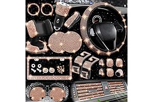 Sparkle Your Ride: 27-Piece NBTEPEM Rose Gold Car Accessories Set