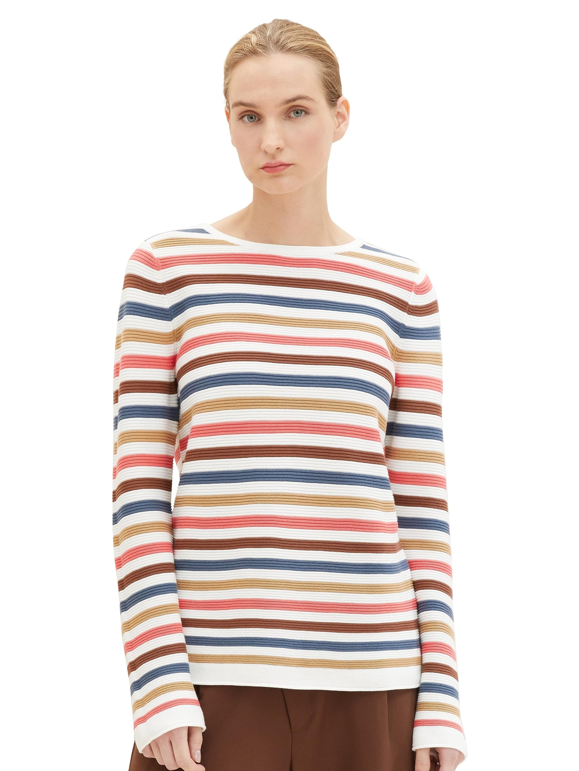 TOM TAILOR Women's Jumper, 34664 - Pink Multicolour Stripe, XS