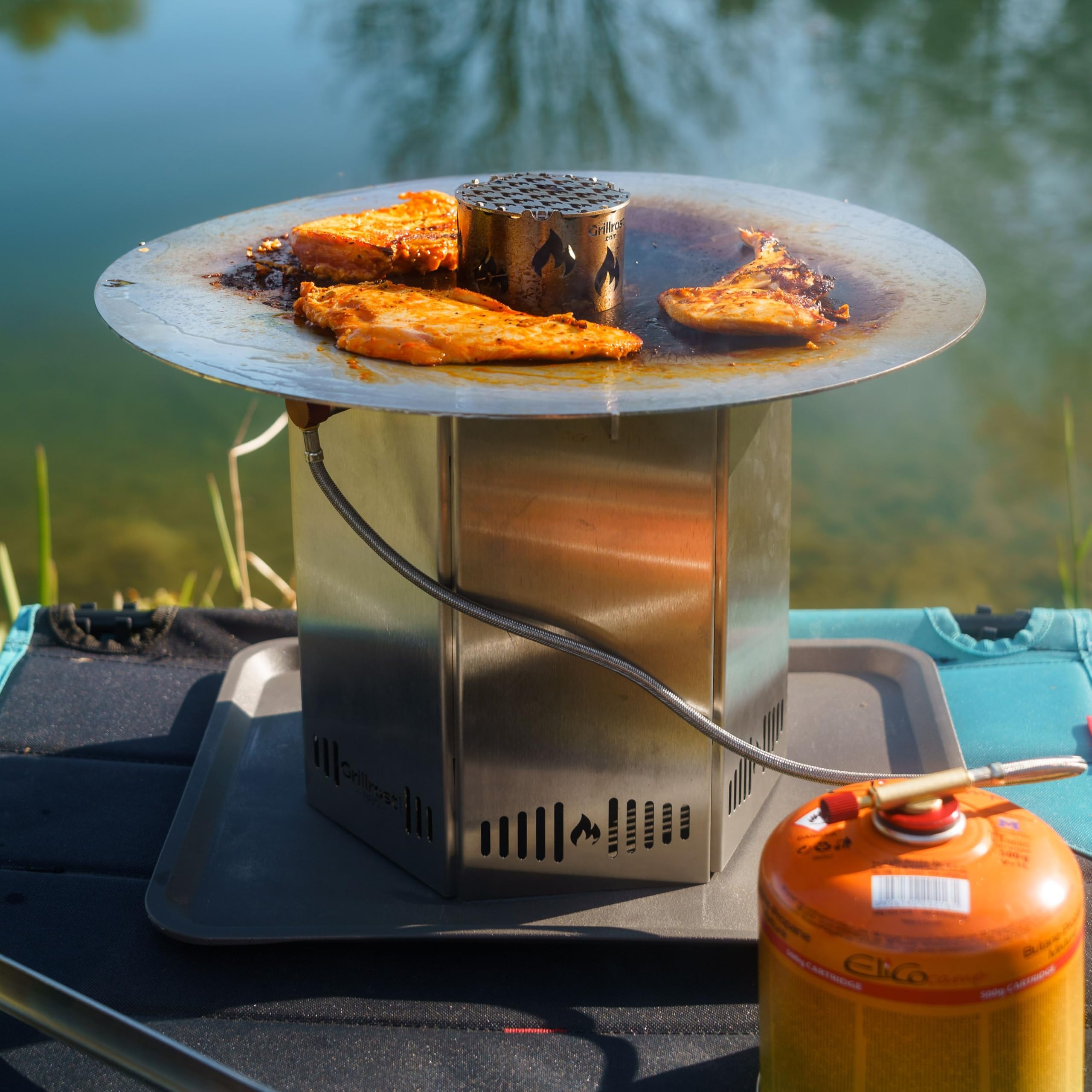 Camping-Feuerplatte aus Edelstahl steckbar - Original Grillrost.com