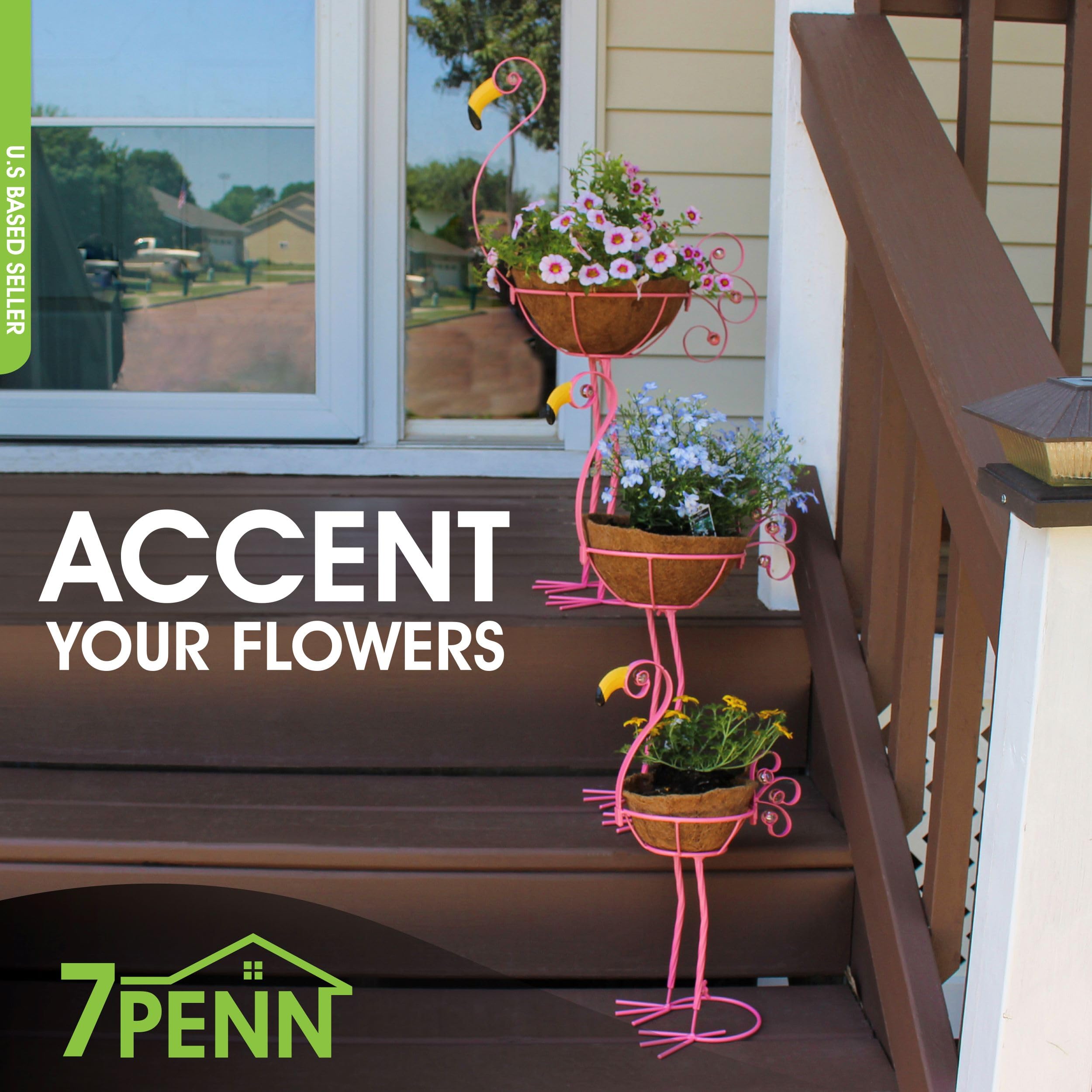 Amazon.co.jp: 7Penn フラミンゴプランター メタルフラワー 屋外装飾 3