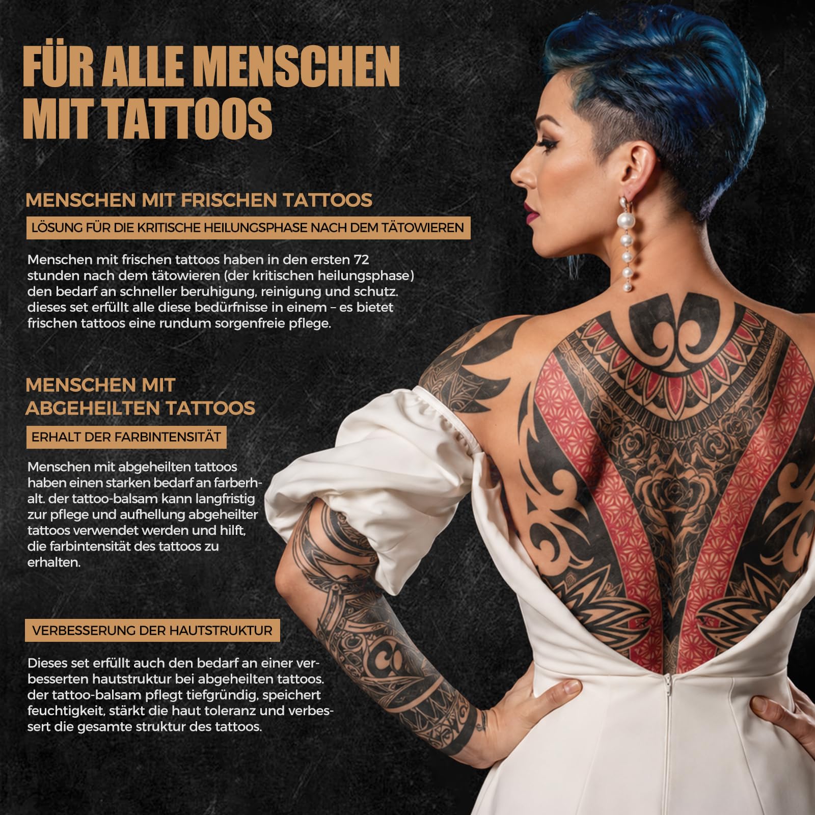 4-teilig Professionelle Tattoo Nachsorge Set mit Tattoo Creme, Reinigungsschaum, Gel& Bandage – Natürliche & Sanfte Formel Für Frisches & Altes Tattoo Fördert Heilung & Farberhalt